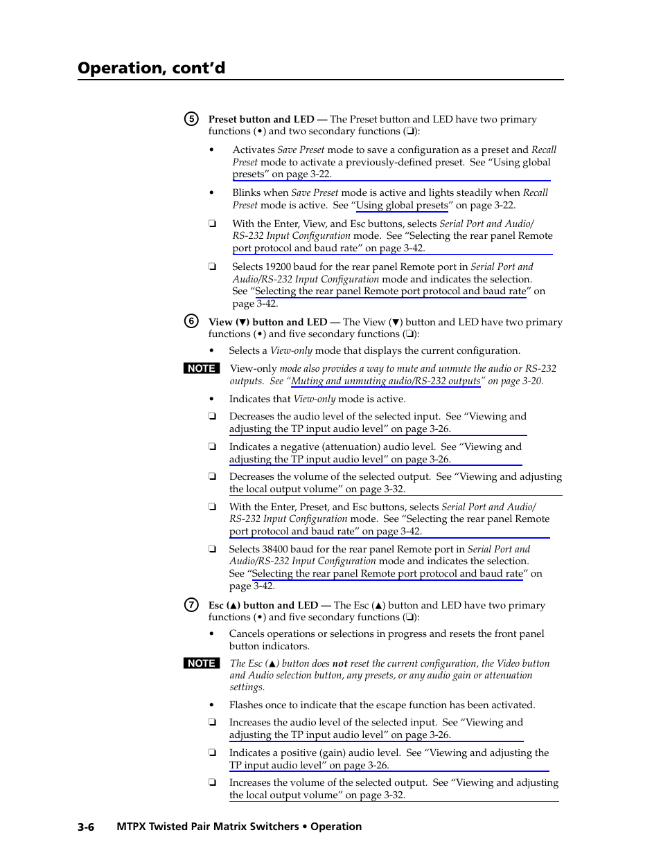 Preliminar y, Operation, cont’d | Extron Electronics MTPX Series User Guide User Manual | Page 32 / 124
