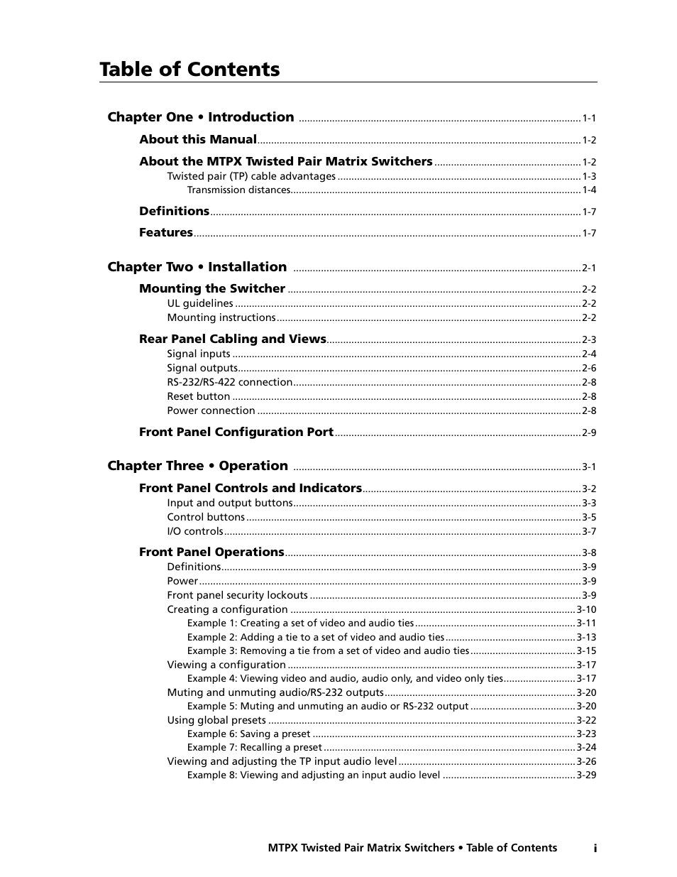 Extron Electronics MTPX Series User Guide User Manual | Page 5 / 124