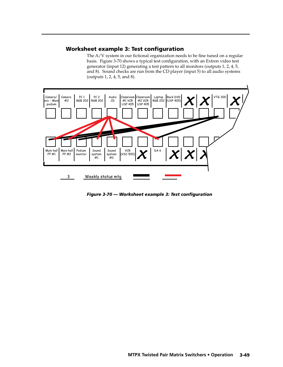 Worksheet example 3: test configuration, Worksheet example 3: test configuration -49, Preliminar y | Extron Electronics MTPX Series User Guide User Manual | Page 75 / 124