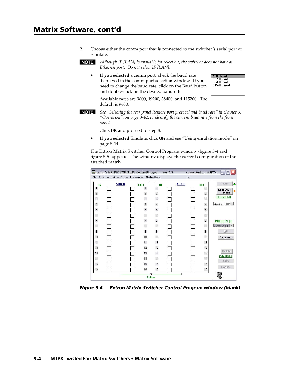 Preliminar y, Matrix software, cont’d | Extron Electronics MTPX Series User Guide User Manual | Page 98 / 124