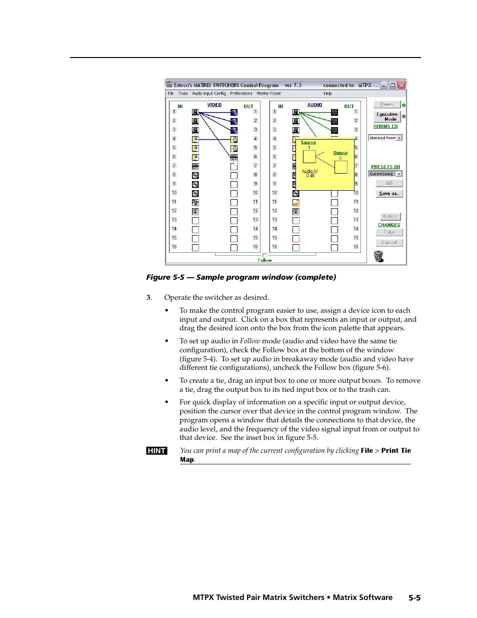 And chapter 5, “matrix software, Preliminar y | Extron Electronics MTPX Series User Guide User Manual | Page 99 / 124