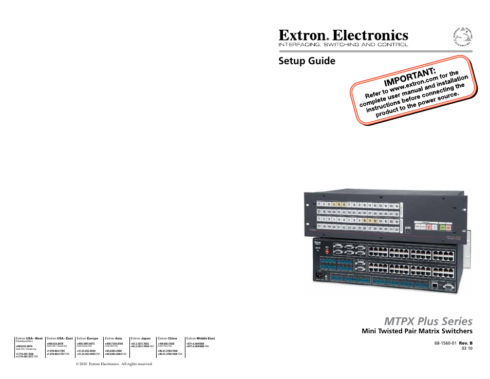 Extron Electronics MTPX Plus Series Setup Guide User Manual | 30 pages