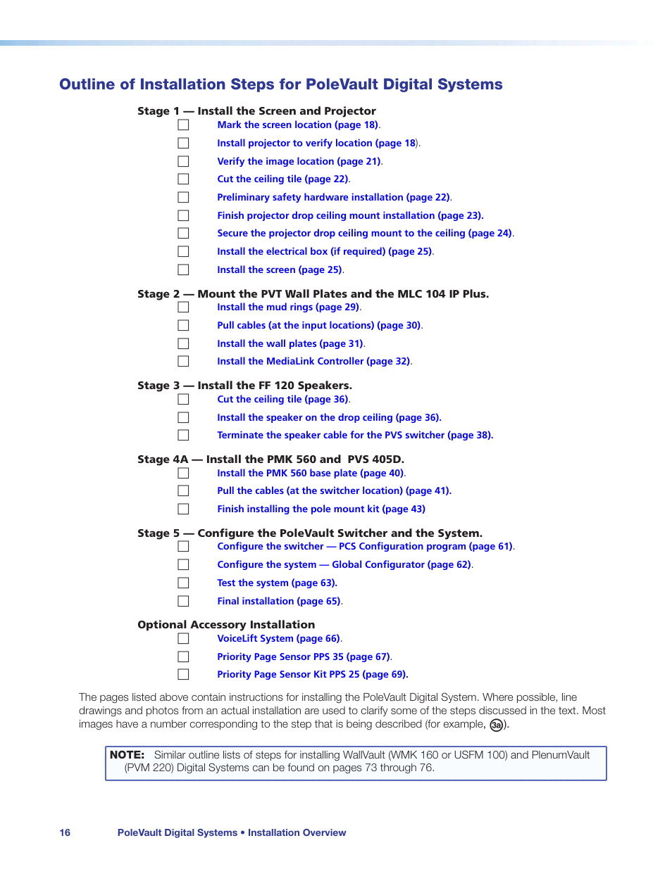 Outline of installation steps for polevault, Digital systems | Extron Electronics PoleVault Digital Switcher Systems PVS 405D User Manual | Page 22 / 84