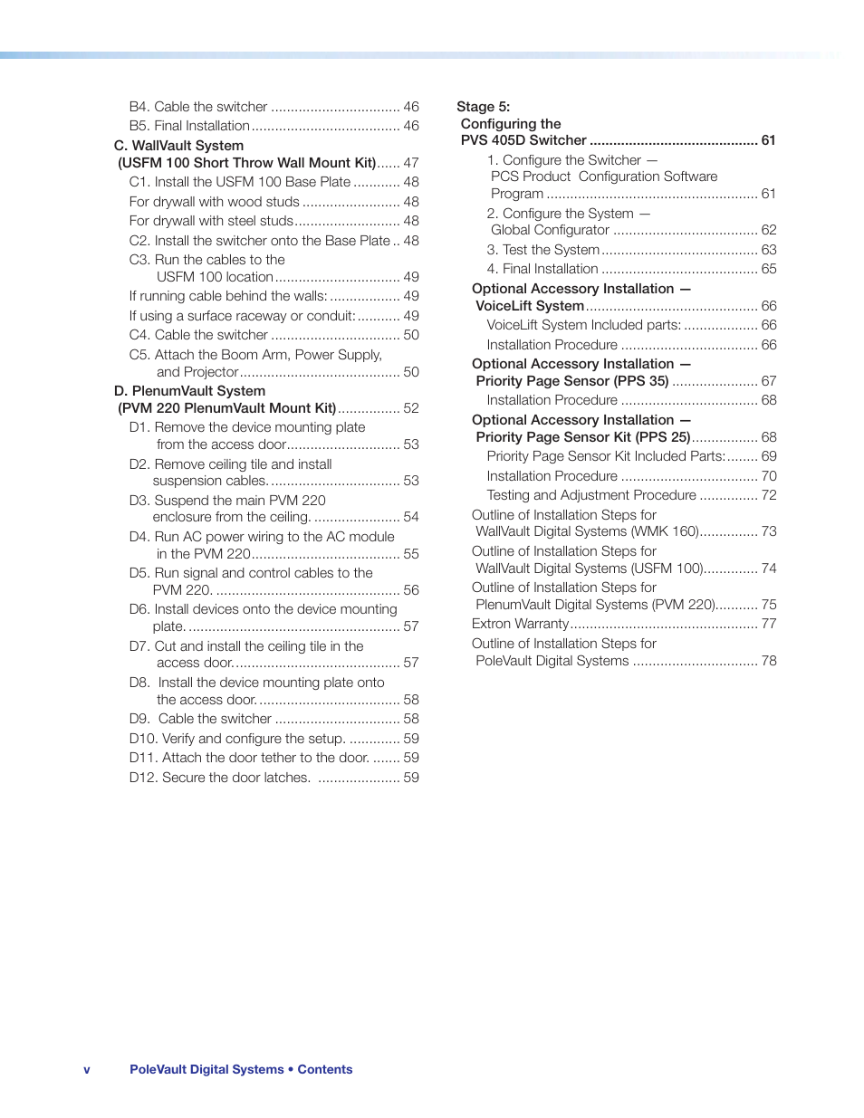 Extron Electronics PoleVault Digital Switcher Systems PVS 405D User Manual | Page 6 / 84