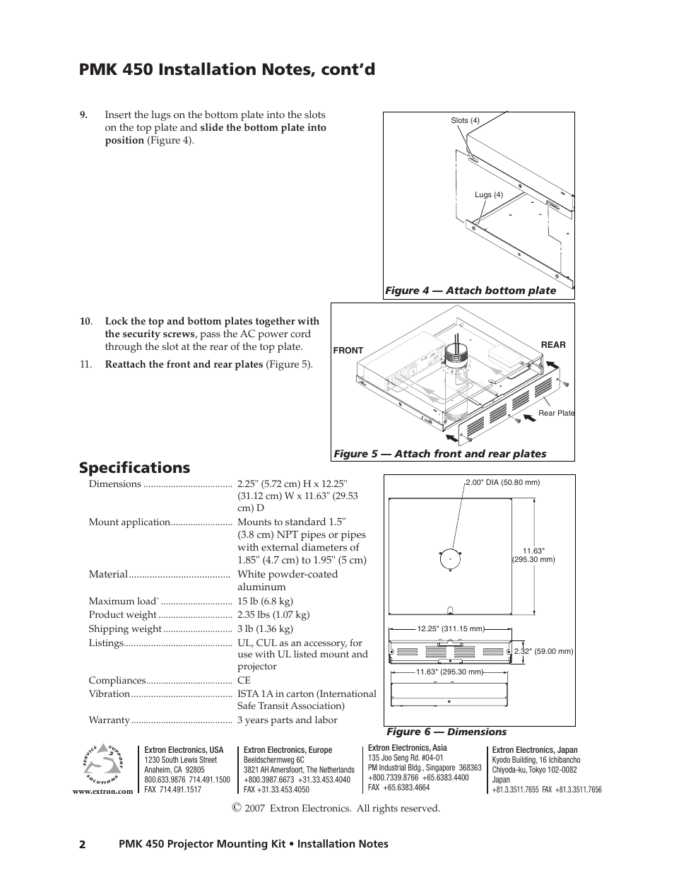 Preliminar y, Specifications | Extron Electronics PMK 450 User Manual | Page 2 / 2
