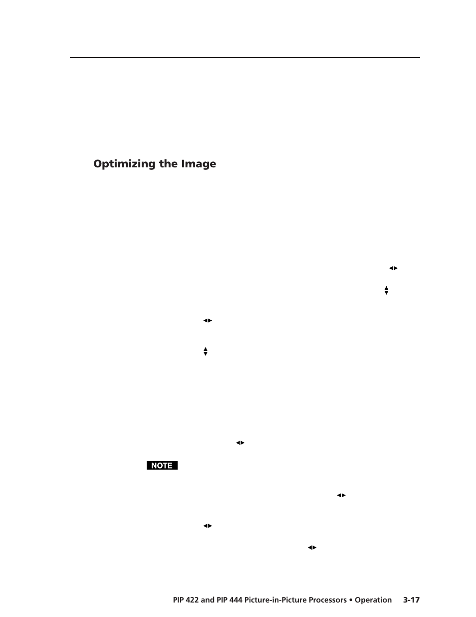 Optimizing the image | Extron Electronics PIP 444 User Guide User Manual | Page 35 / 62