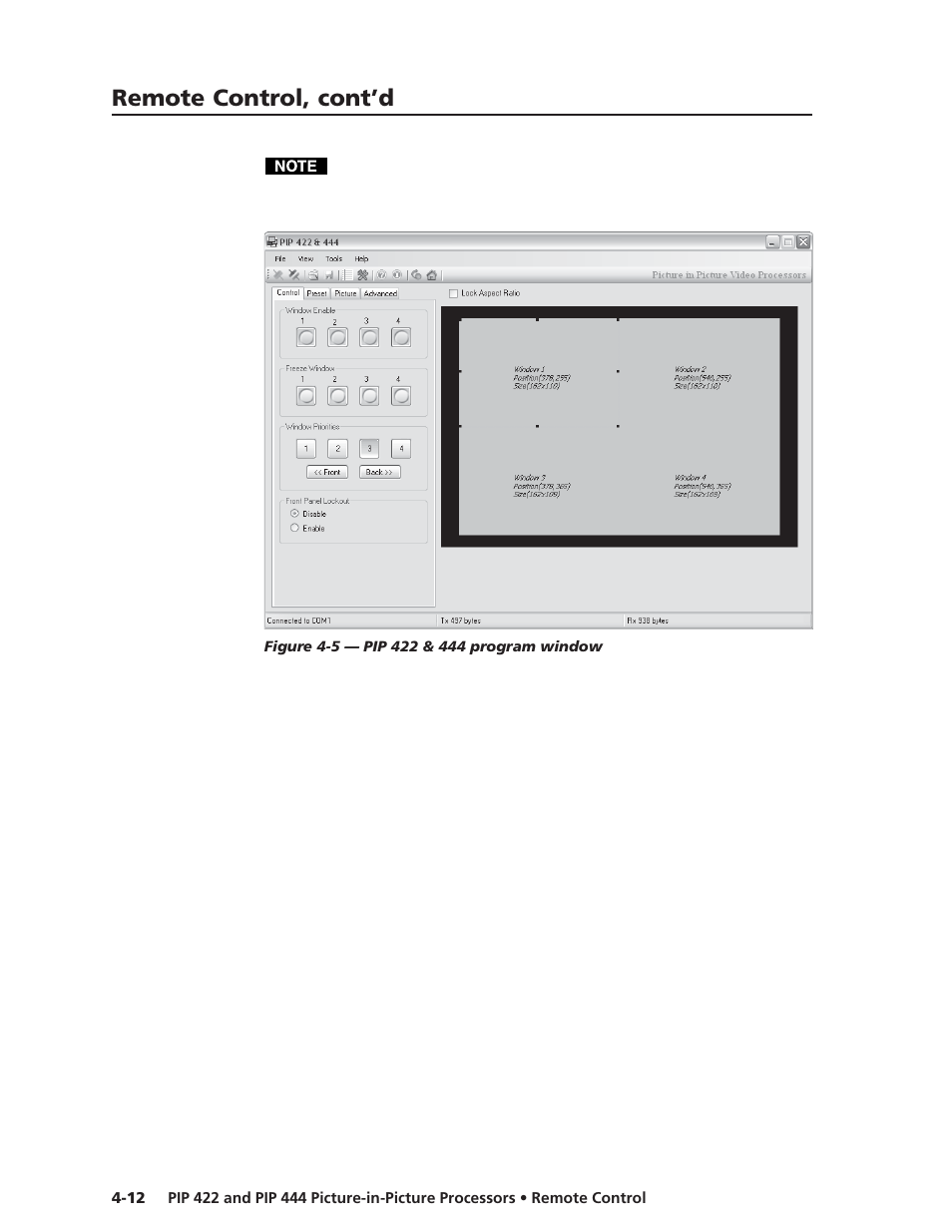 Remote control, cont’d | Extron Electronics PIP 444 User Guide User Manual | Page 48 / 62