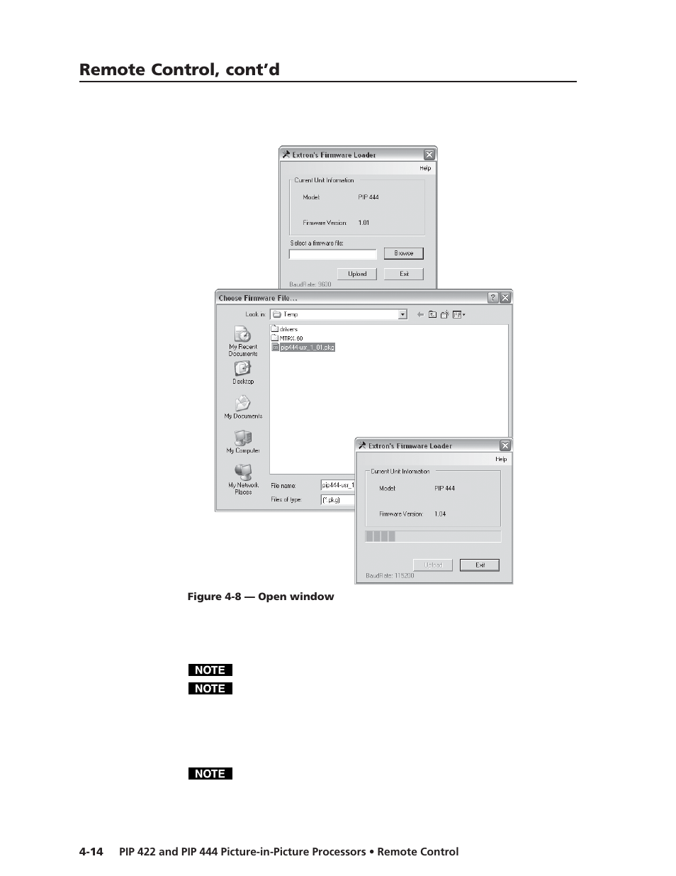 Remote control, cont’d | Extron Electronics PIP 444 User Guide User Manual | Page 50 / 62