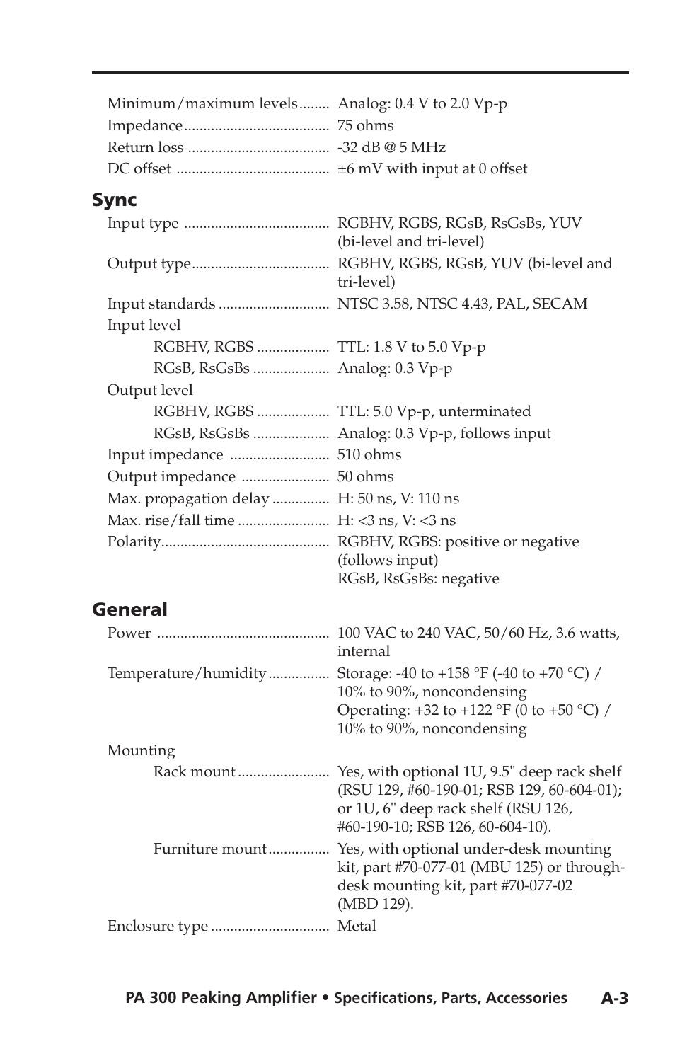 Sync, General | Extron Electronics PA 300 User Manual | Page 23 / 28
