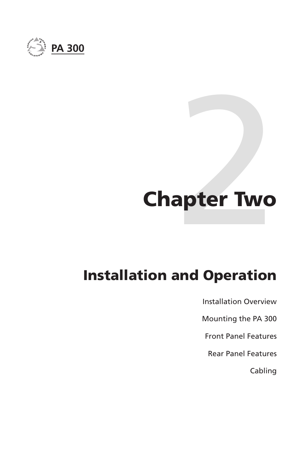 Chapter two, Installation and operation, Chapter two • installation and operation | Extron Electronics PA 300 User Manual | Page 9 / 28