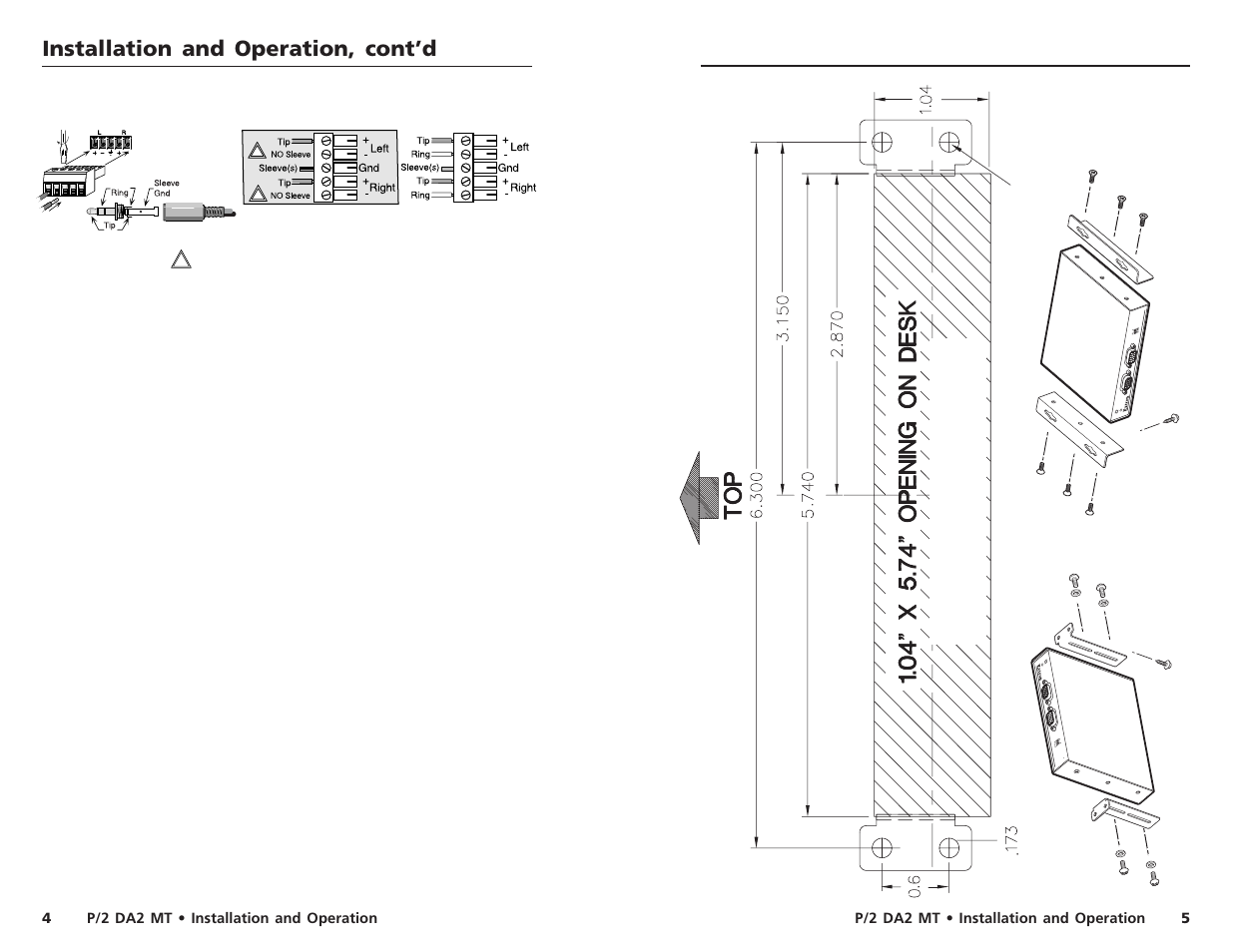 Installation and operation, cont’d | Extron Electronics P-2 DA2 MT User Guide User Manual | Page 3 / 5