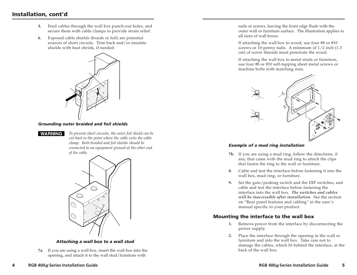 Installation, cont’d, Rg b 46 4 | Extron Electronics RGB 400xi Series Installation User Manual | Page 6 / 11