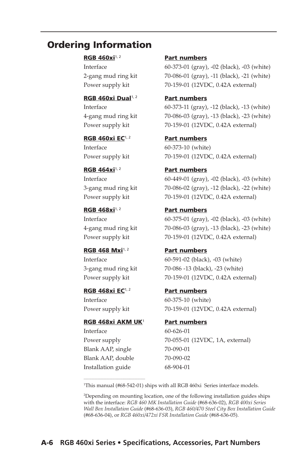 Ordering information | Extron Electronics RGB 400xi Series User Guide User Manual | Page 28 / 32