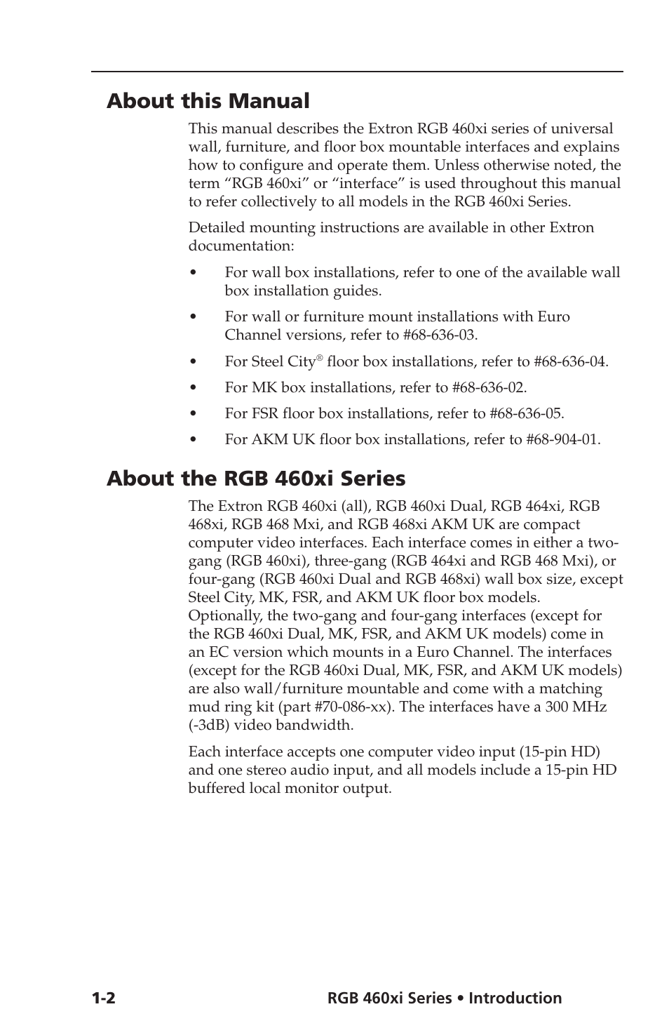 About this manual, About the rgb 460xi series | Extron Electronics RGB 400xi Series User Guide User Manual | Page 6 / 32