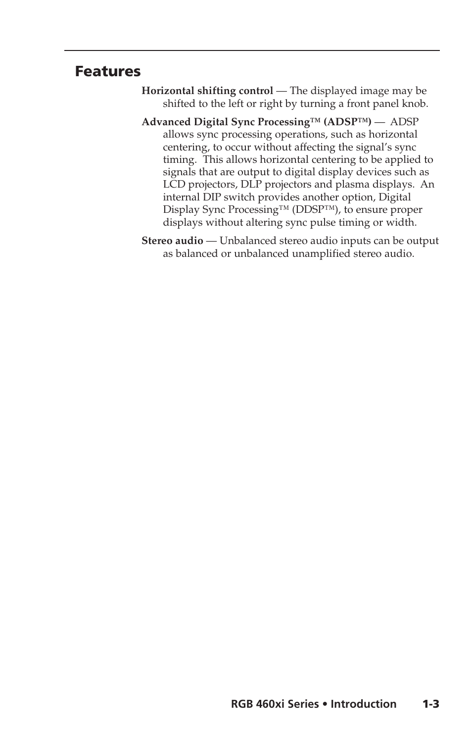 Features | Extron Electronics RGB 400xi Series User Guide User Manual | Page 7 / 32