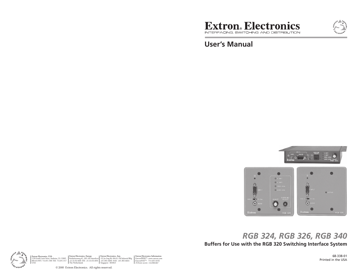 Extron Electronics RGB 340 User Manual | 21 pages