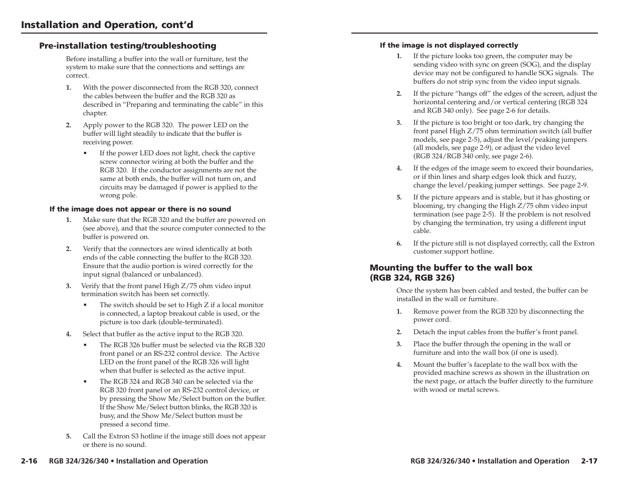 Installation and operation, cont’d | Extron Electronics RGB 340 User Manual | Page 14 / 21