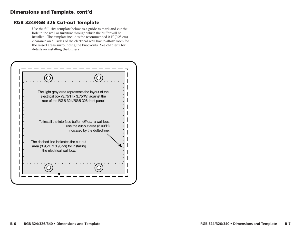 Dimensions and template, cont’d | Extron Electronics RGB 340 User Manual | Page 20 / 21