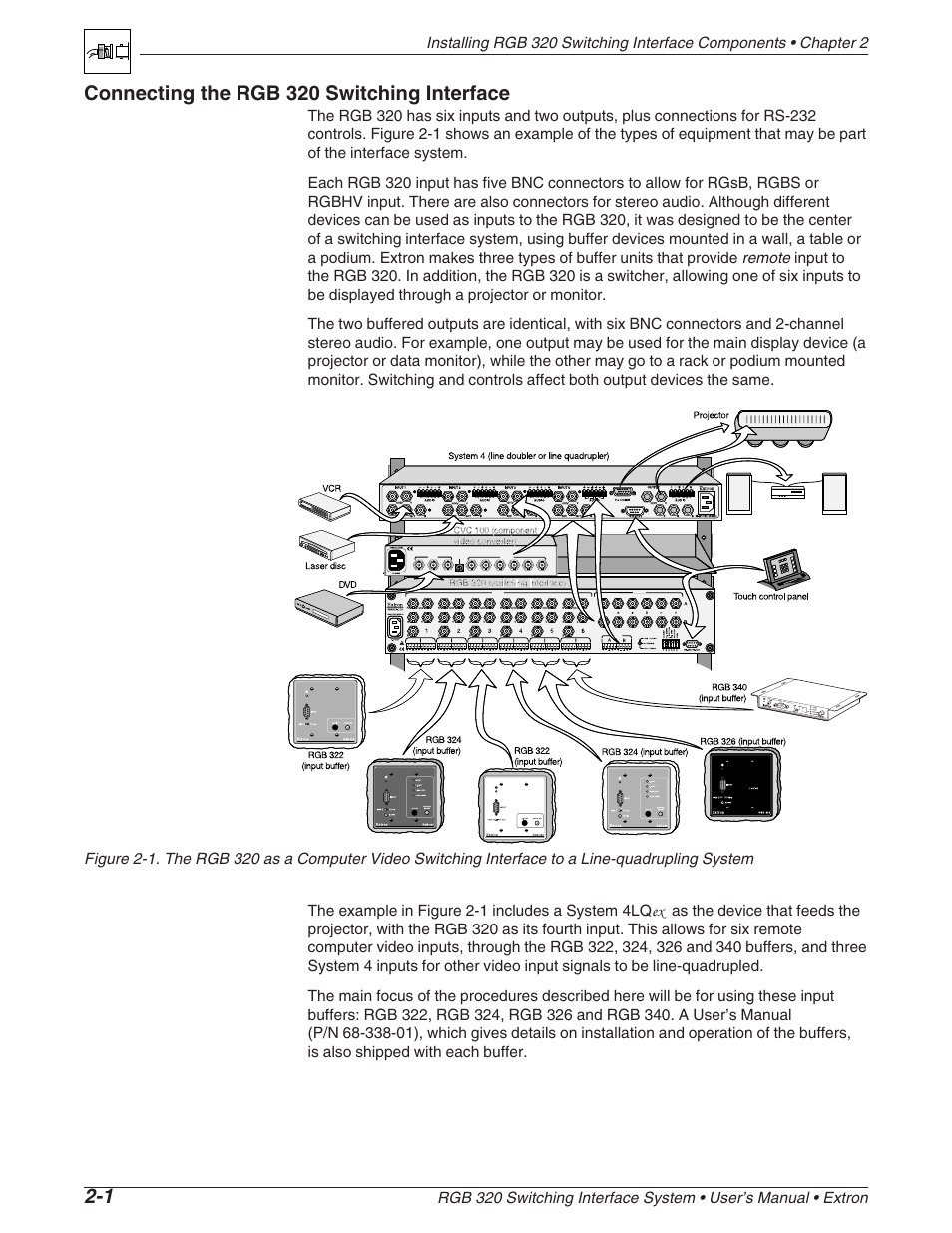 Connecting the rgb 320 switching interface | Extron Electronics RGB 320 User Manual | Page 12 / 40