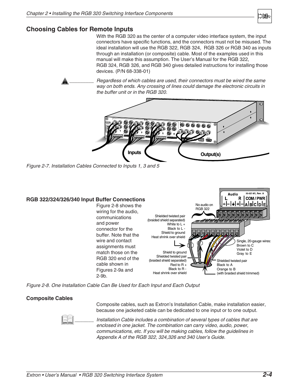 Choosing cables for remote inputs | Extron Electronics RGB 320 User Manual | Page 15 / 40