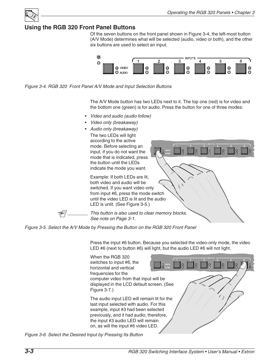 Using the rgb 320 front panel buttons | Extron Electronics RGB 320 User Manual | Page 20 / 40