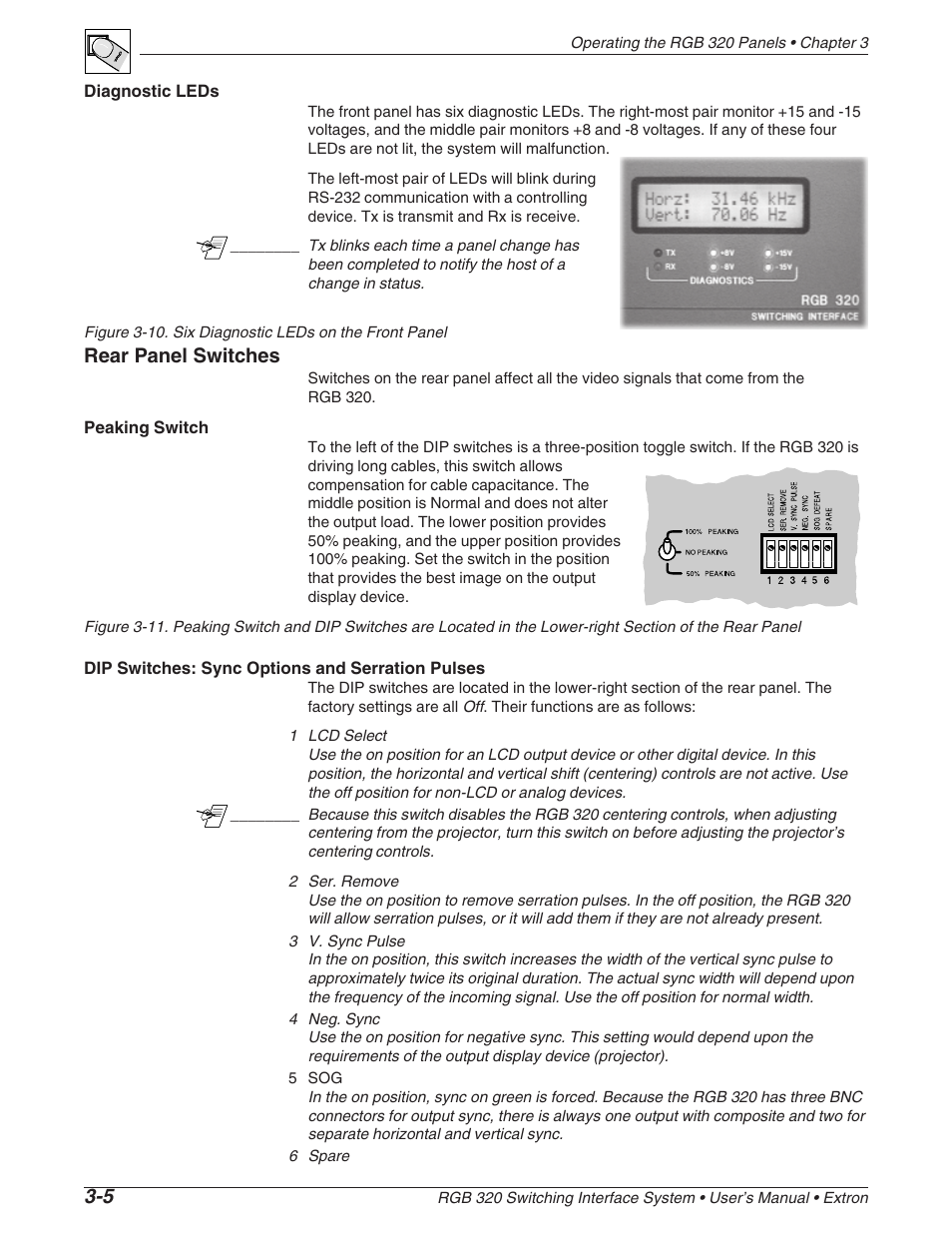 Rear panel switches | Extron Electronics RGB 320 User Manual | Page 22 / 40