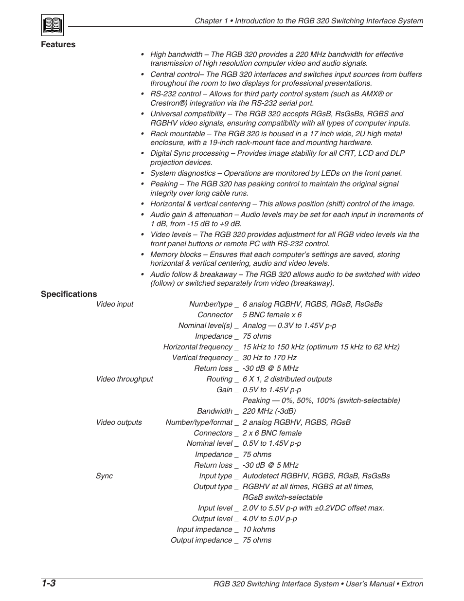 Extron Electronics RGB 320 User Manual | Page 8 / 40