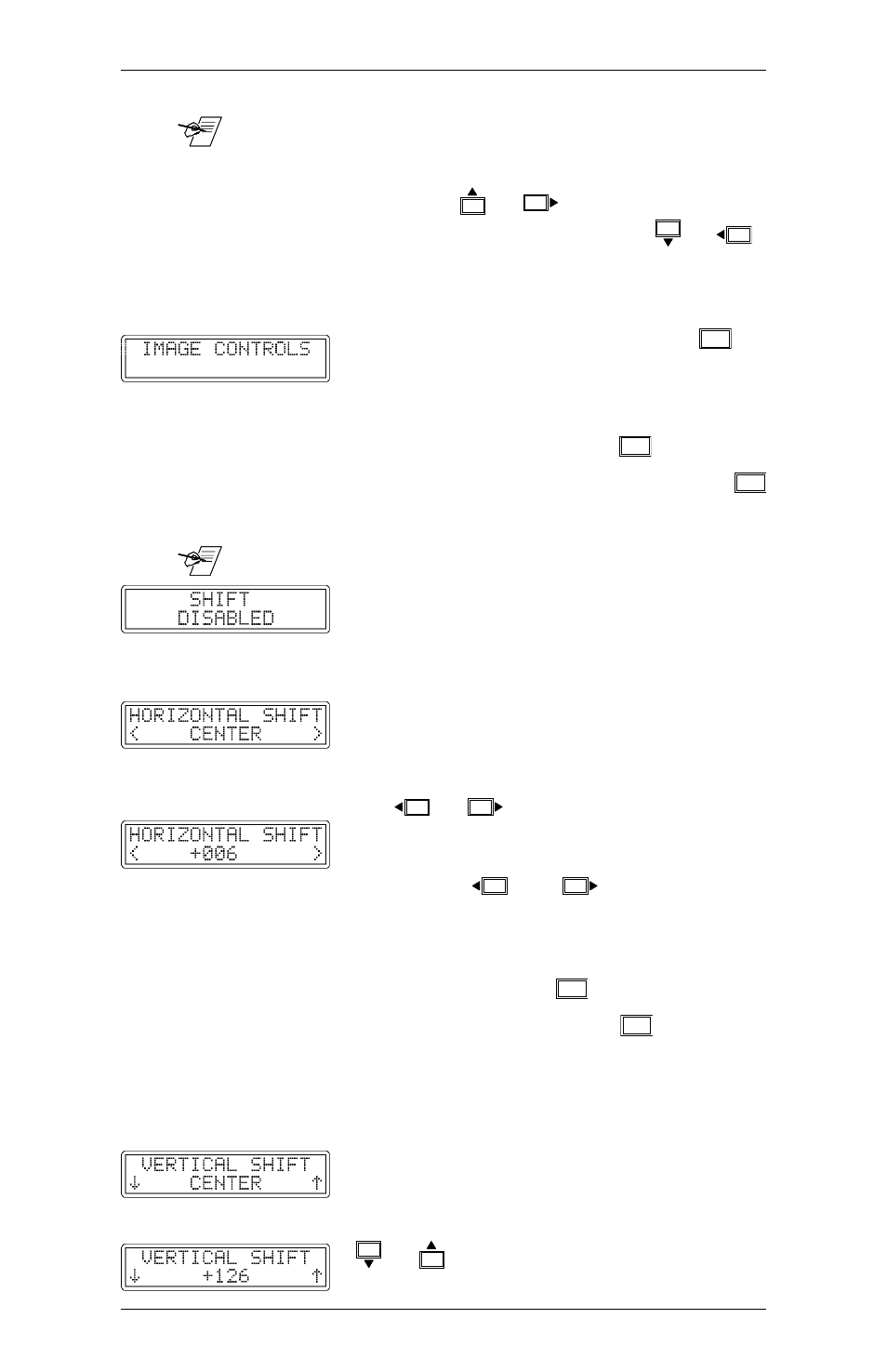Image controls menus, Horizontal shift menu, Vertical shift menu | Extron Electronics RGB 302_304 User Manual | Page 28 / 44