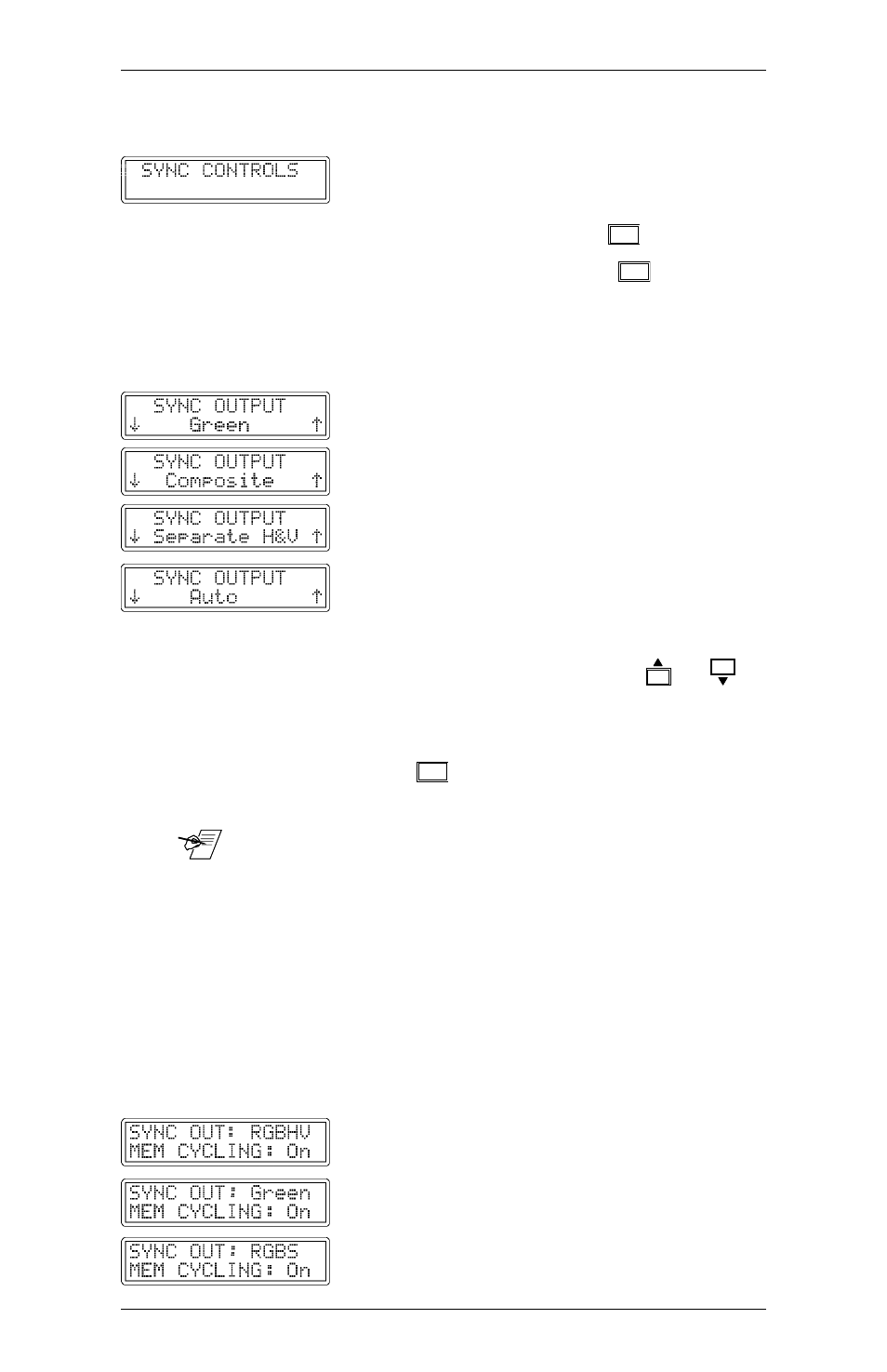 Sync controls menus, Sync output menu | Extron Electronics RGB 302_304 User Manual | Page 30 / 44