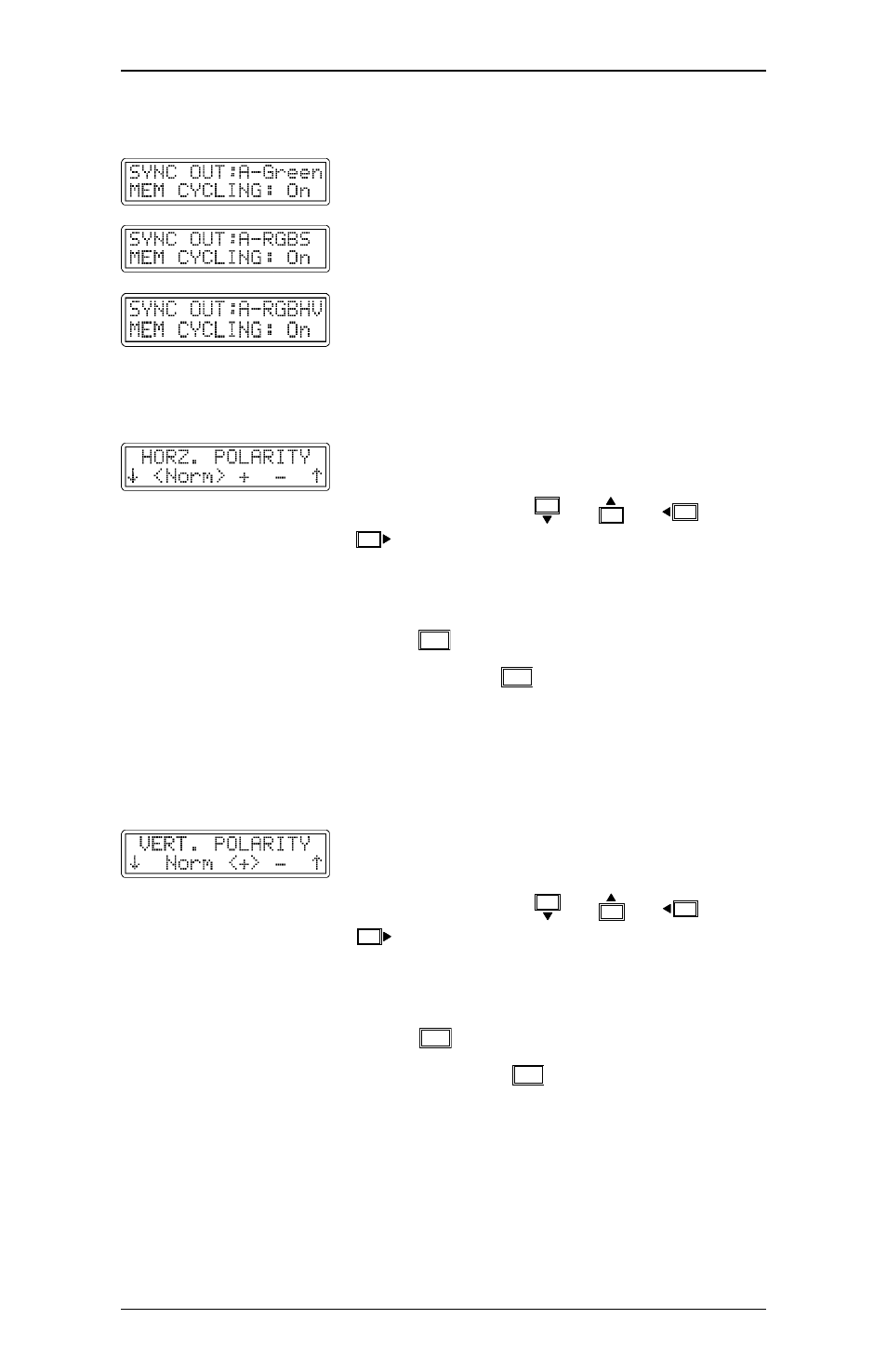 Horizontal polarity menu, Vertical polarity menu | Extron Electronics RGB 302_304 User Manual | Page 31 / 44
