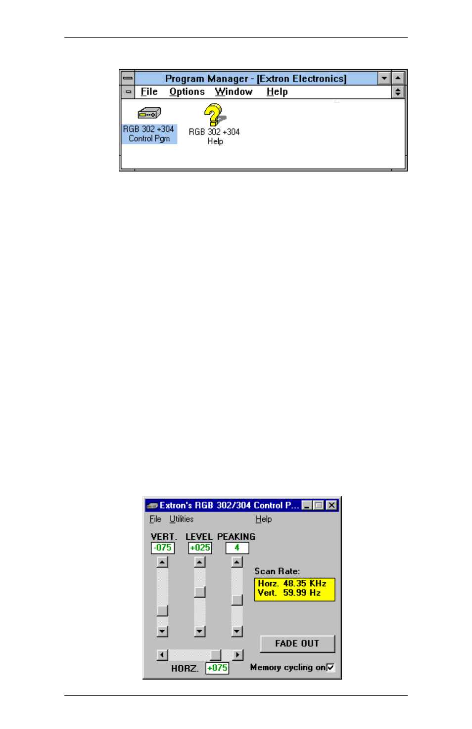 Normal windows control panel | Extron Electronics RGB 302_304 User Manual | Page 36 / 44