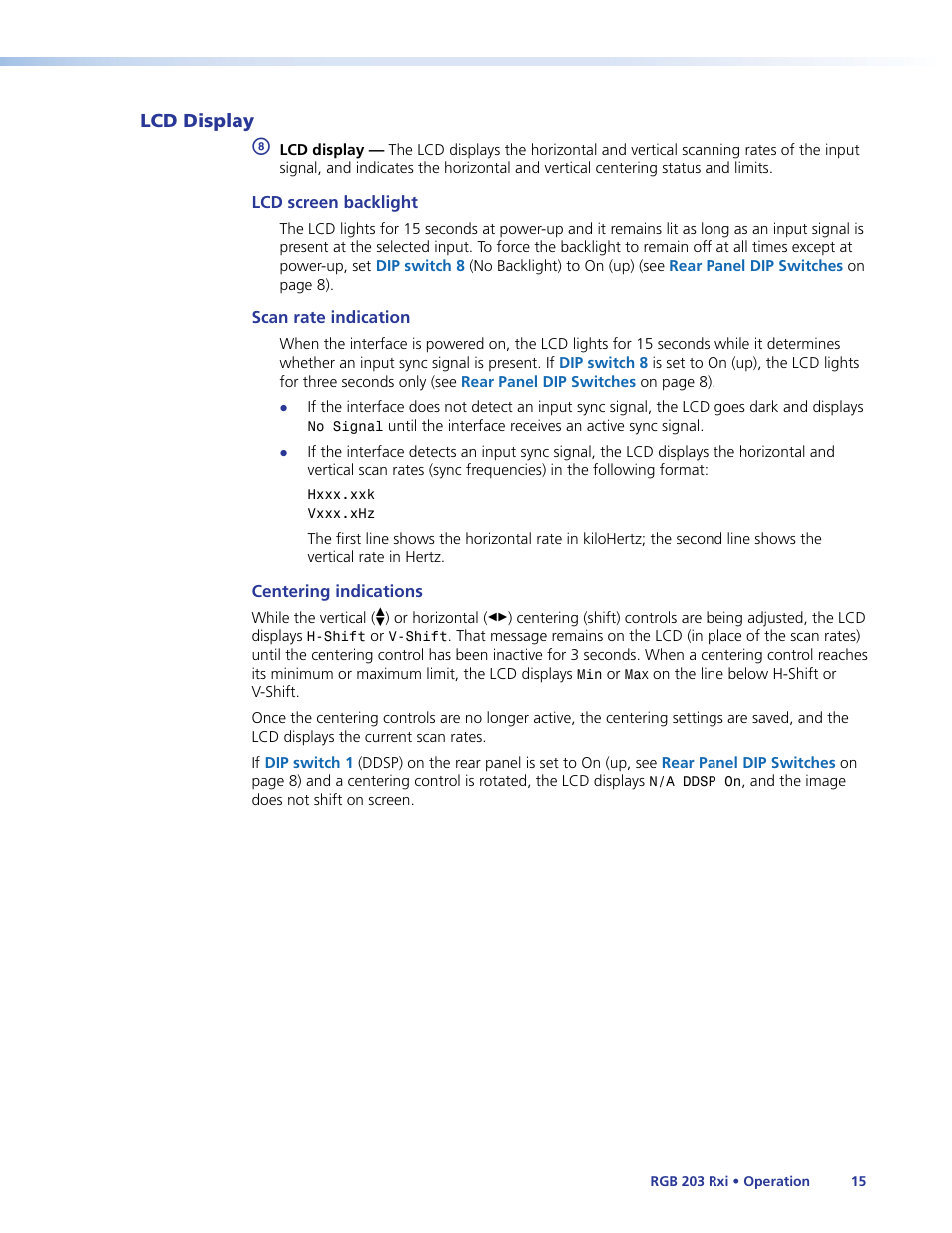 Lcd display | Extron Electronics RGB 203 Rxi User Guide User Manual | Page 21 / 36