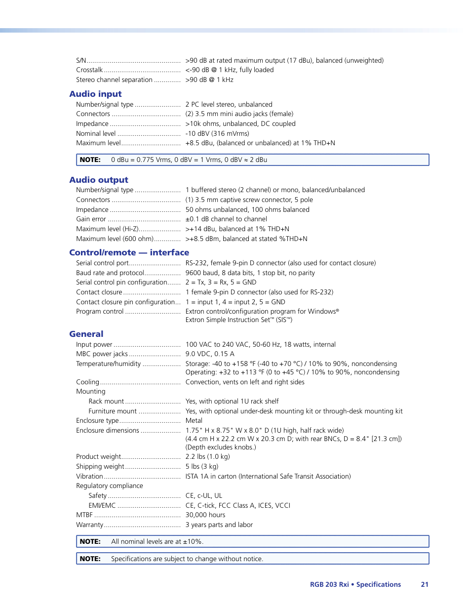 Extron Electronics RGB 203 Rxi User Guide User Manual | Page 27 / 36