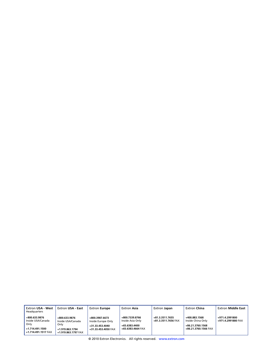 Extron contact information | Extron Electronics RGB 203 Rxi User Guide User Manual | Page 36 / 36