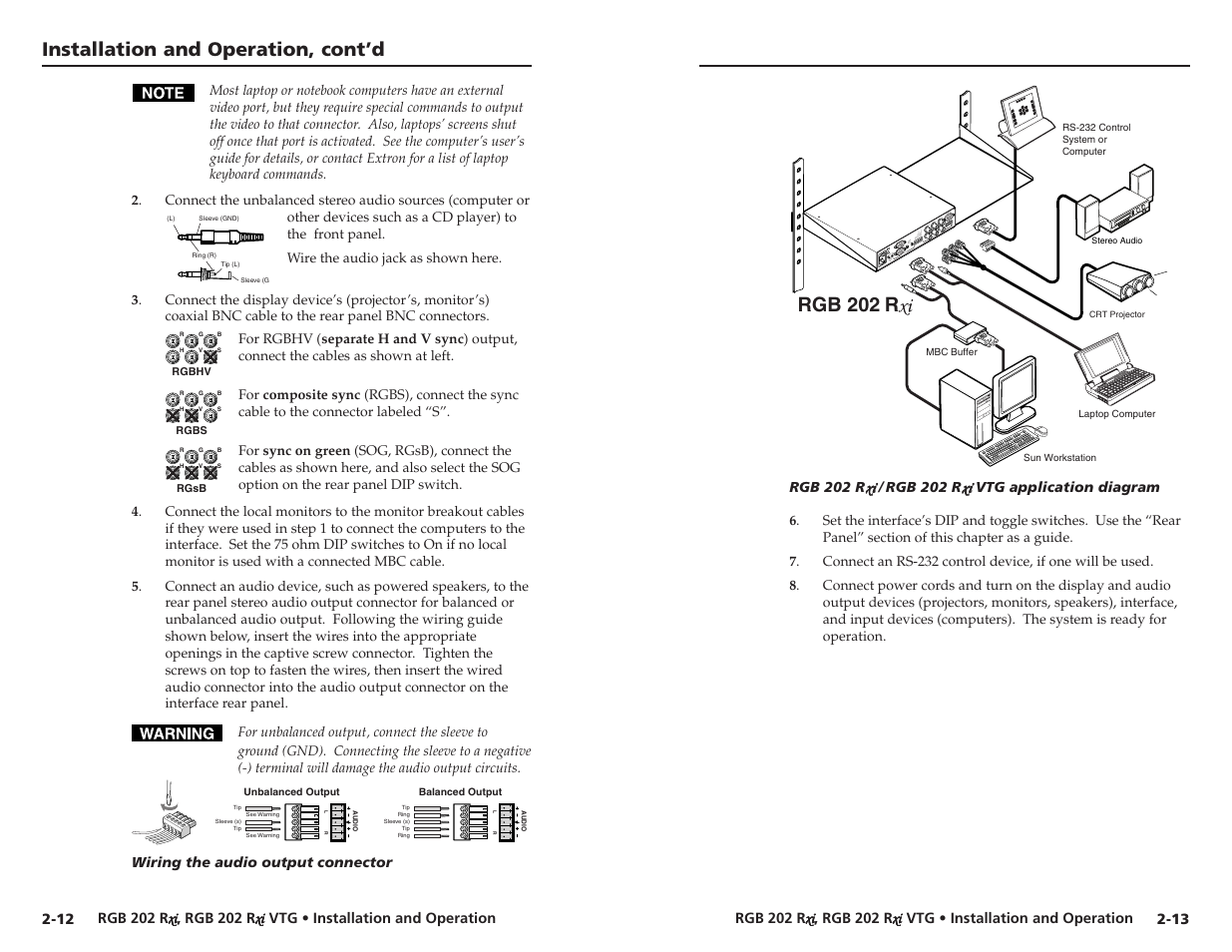 Installation and operation, cont’d, Rgb 202 r | Extron Electronics RGB 202xi VTG User Guide User Manual | Page 12 / 21