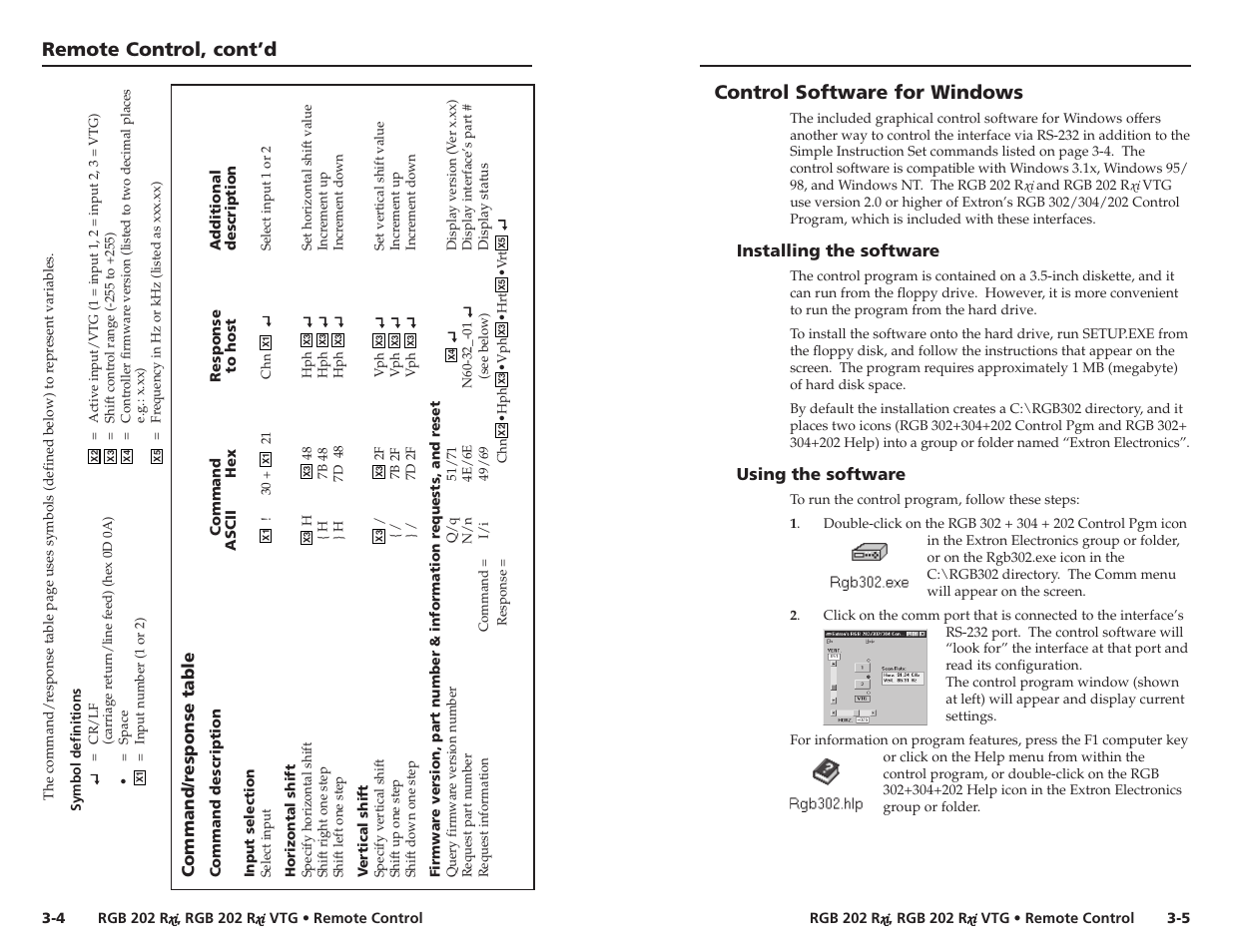 Control software for windows, Remote control, cont’d | Extron Electronics RGB 202xi VTG User Guide User Manual | Page 17 / 21