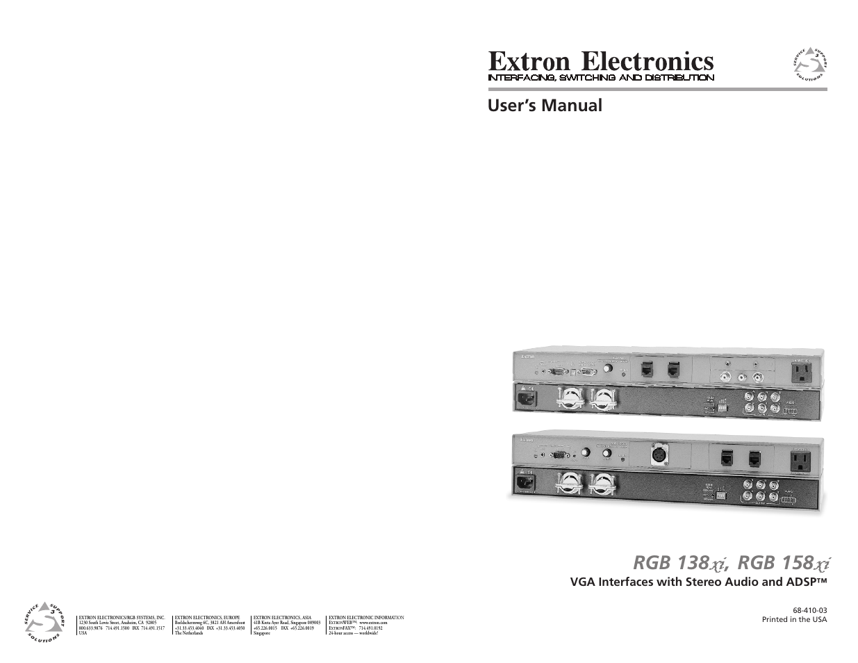 Extron Electronics RGB 158xi VGA User Guide User Manual | 22 pages