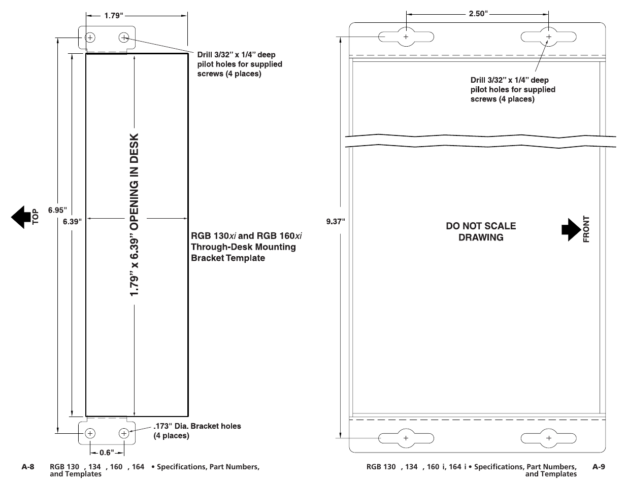 Specifications, part numbers, templates, cont’d | Extron Electronics RGB 164xi User Guide User Manual | Page 16 / 17