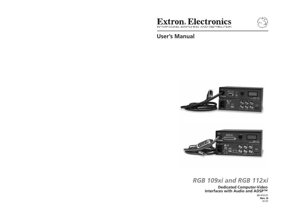 Extron Electronics RGB 112xi User Guide User Manual | 17 pages