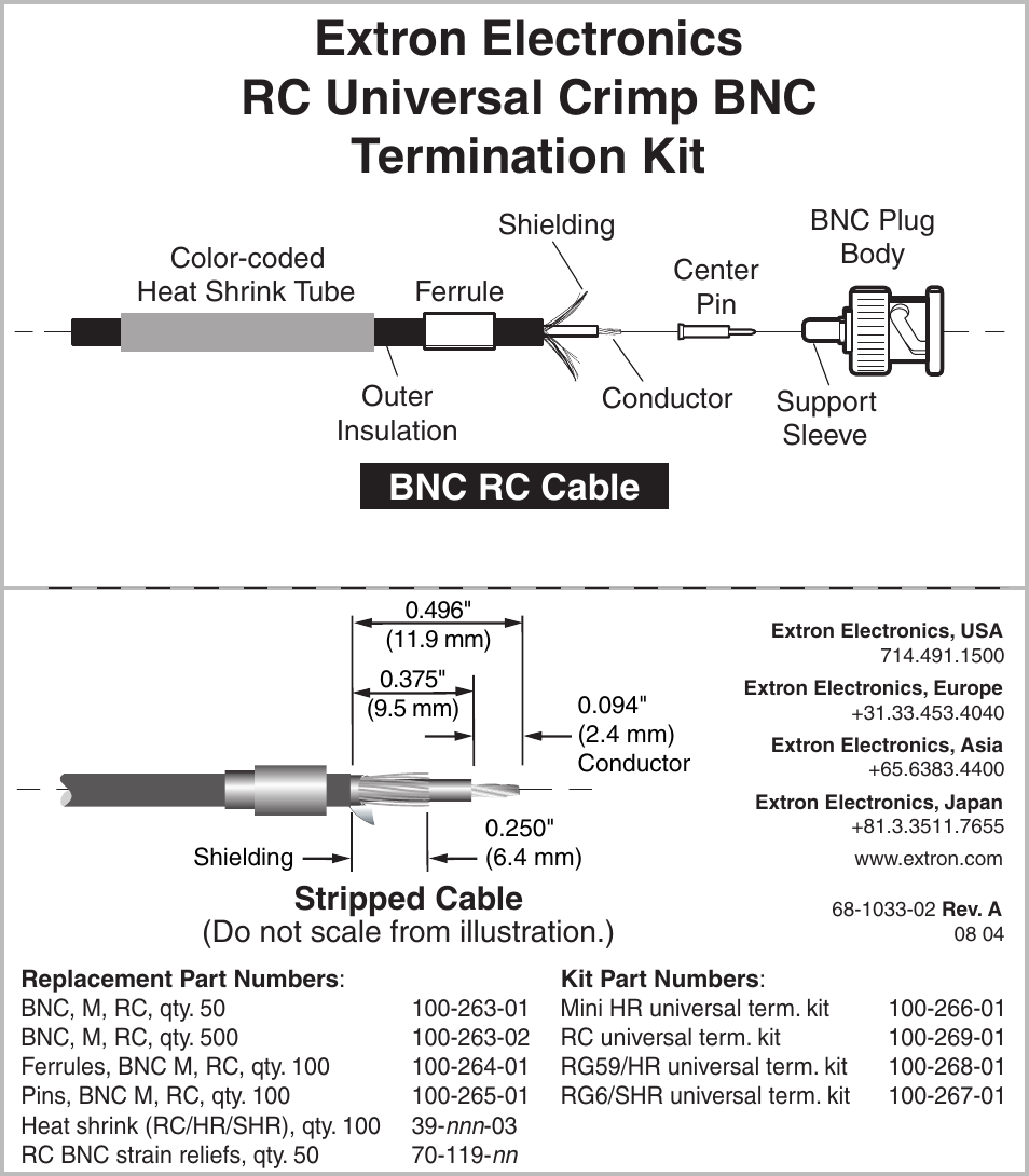 Extron Electronics RC Universal Crimp BNC User Manual | 1 page