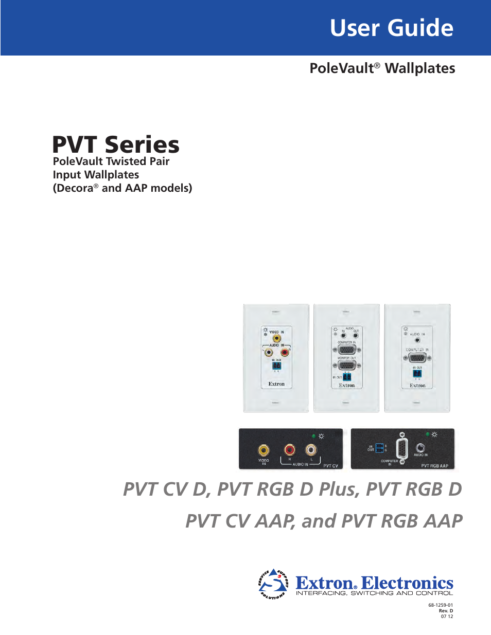 Extron Electronics PVT Series User Guide User Manual | 26 pages