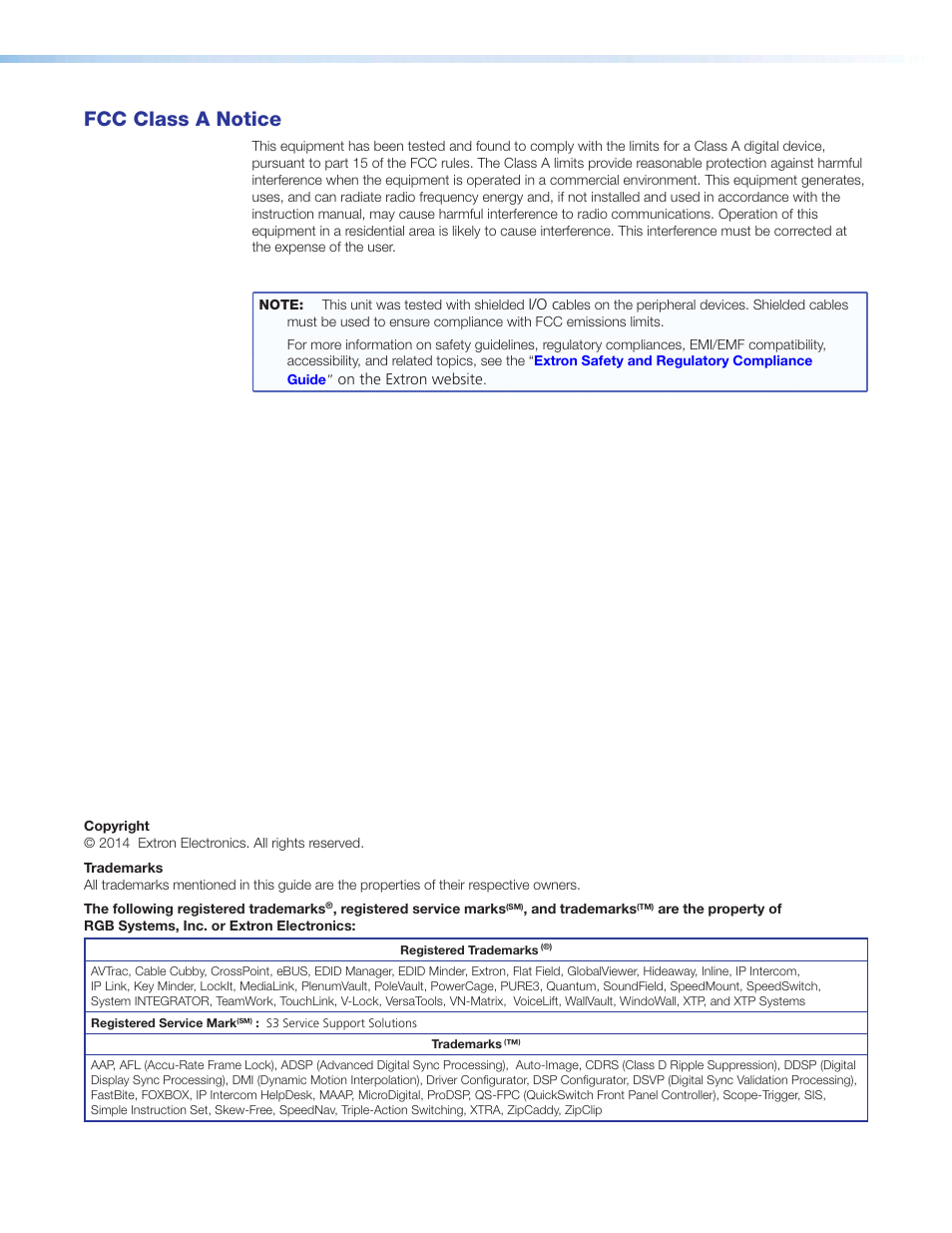 Fcc class a notice | Extron Electronics PVS 405D User Guide User Manual | Page 3 / 58