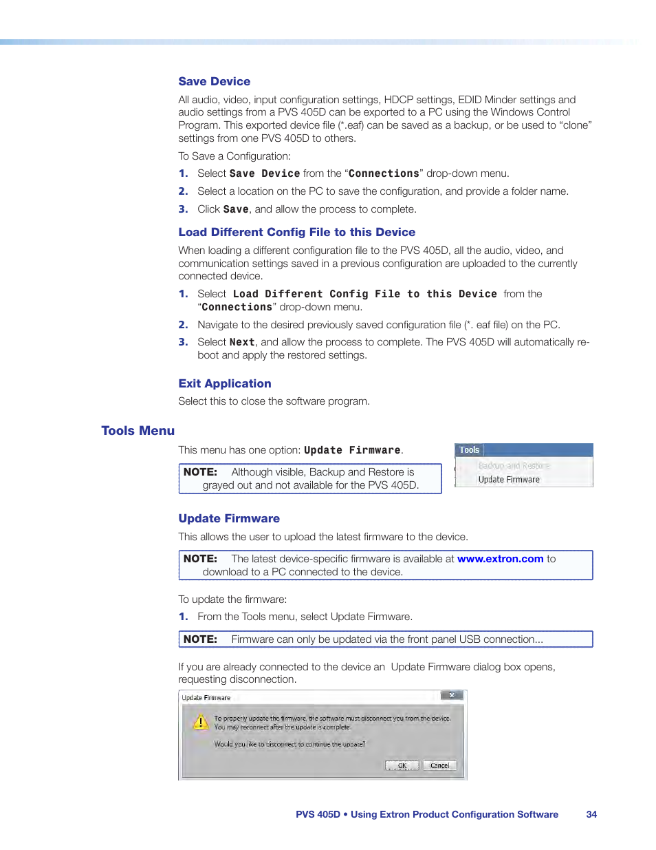 Tools menu | Extron Electronics PVS 405D User Guide User Manual | Page 40 / 58