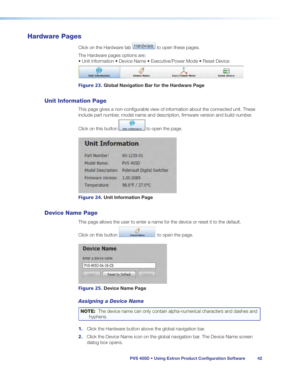 Hardware pages | Extron Electronics PVS 405D User Guide User Manual | Page 48 / 58