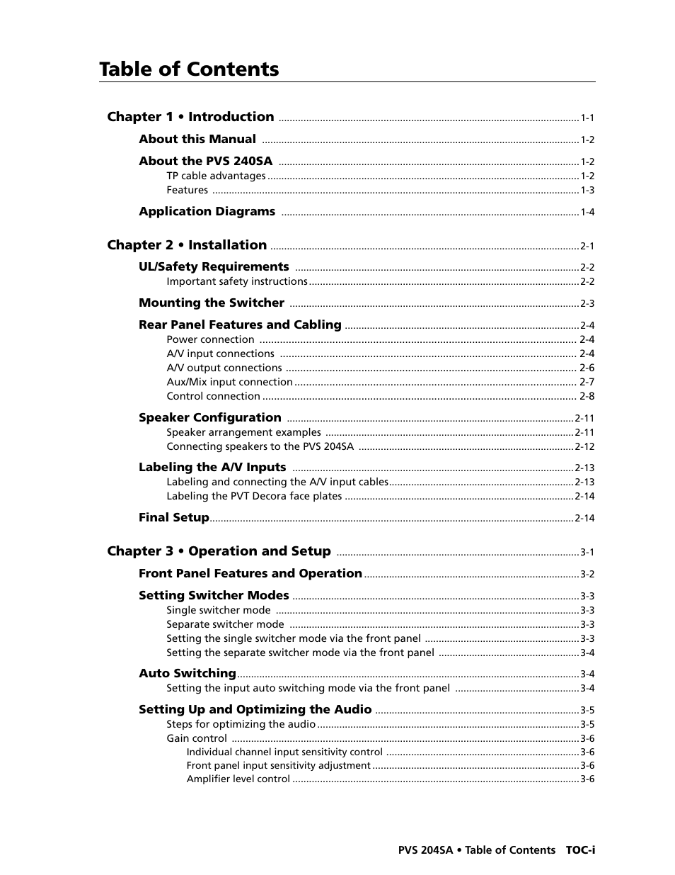 Extron Electronics PVS 204SA User Guide User Manual | Page 5 / 54