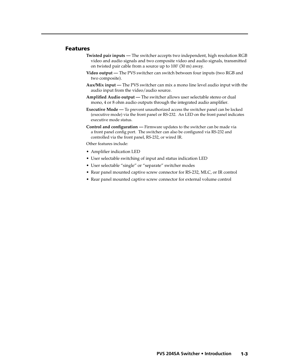 Features | Extron Electronics PVS 204SA User Guide User Manual | Page 9 / 54