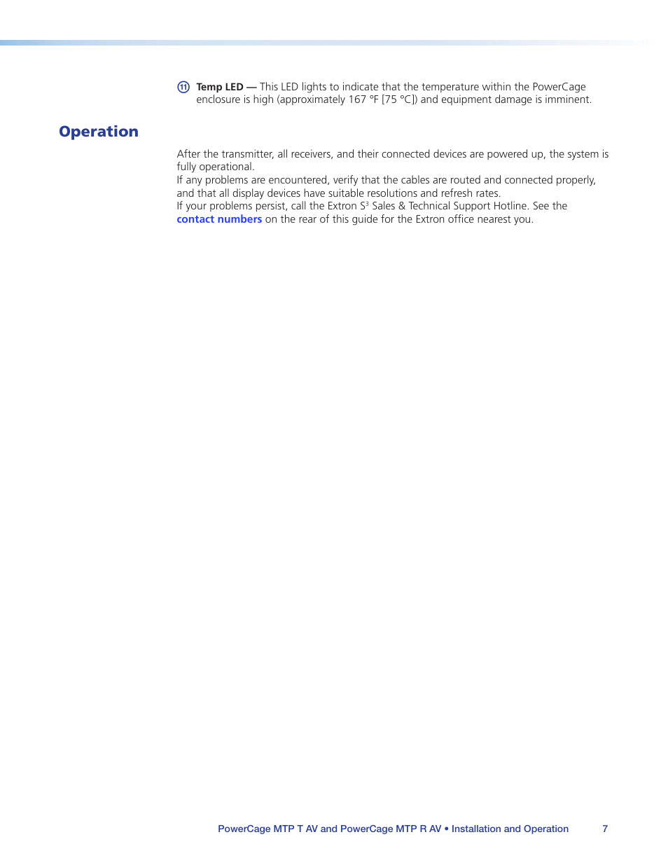 Operation | Extron Electronics PowerCage MTP AV Series User Guide User Manual | Page 11 / 15