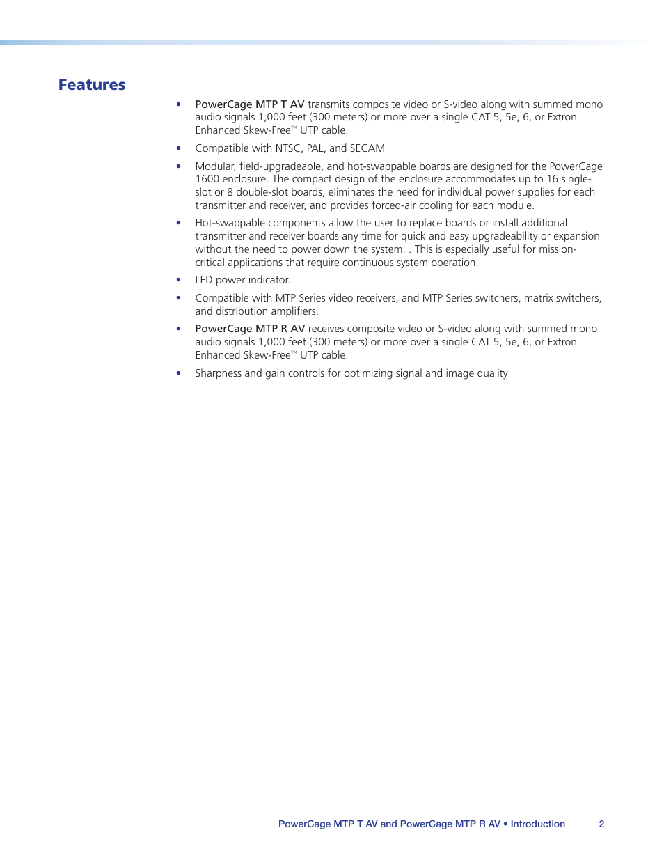 Features | Extron Electronics PowerCage MTP AV Series User Guide User Manual | Page 6 / 15