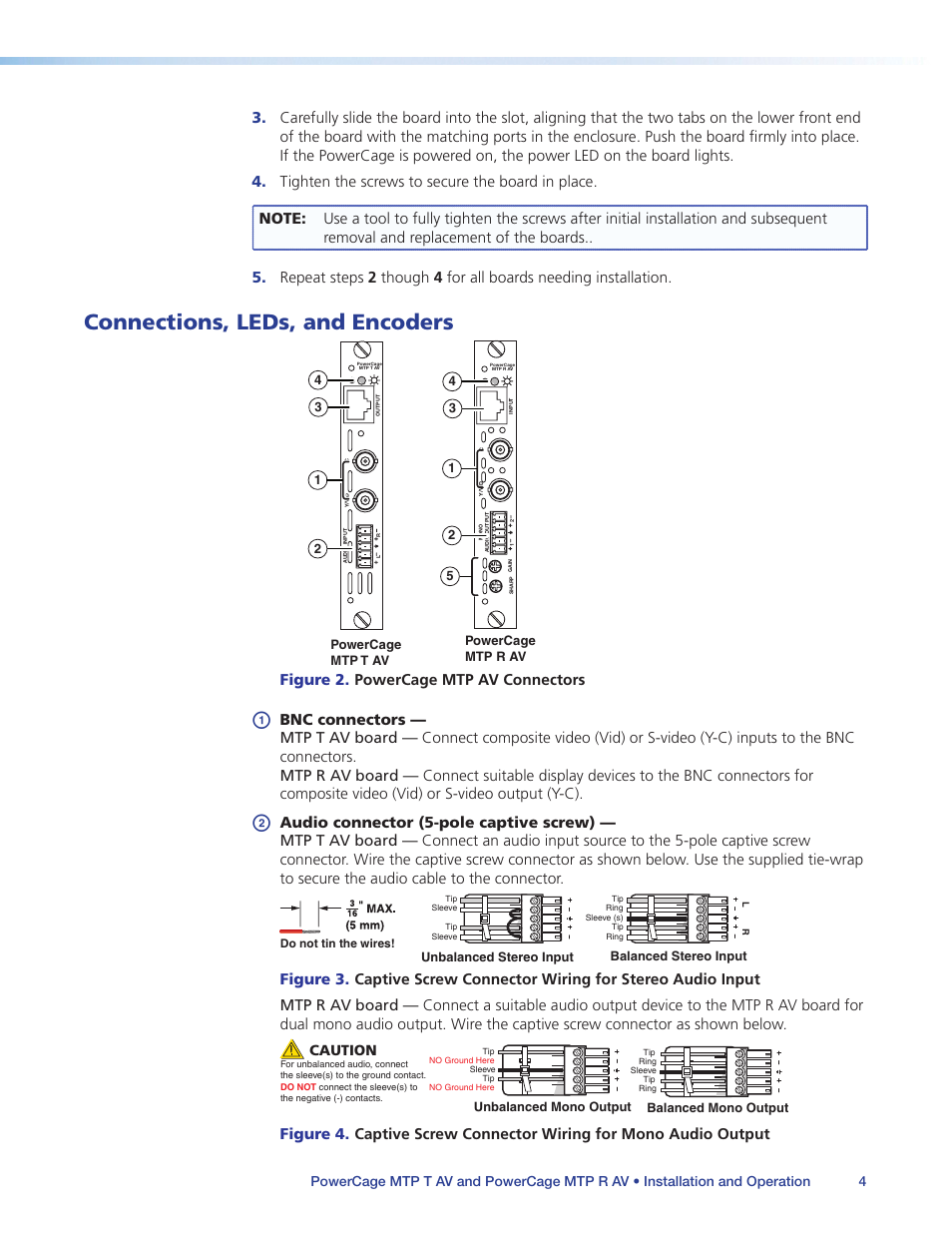 Connections, leds, and encoders, Figure 2. powercage mtp av connectors | Extron Electronics PowerCage MTP AV Series User Guide User Manual | Page 8 / 15