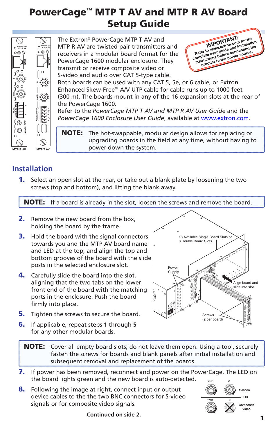 Extron Electronics PowerCage MTP R AV Setup Guide User Manual | 2 pages